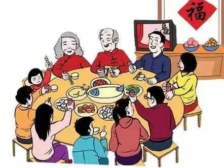 正文"团座和食"是另外一种家庭成员传递情感的方式,年长者坐上座